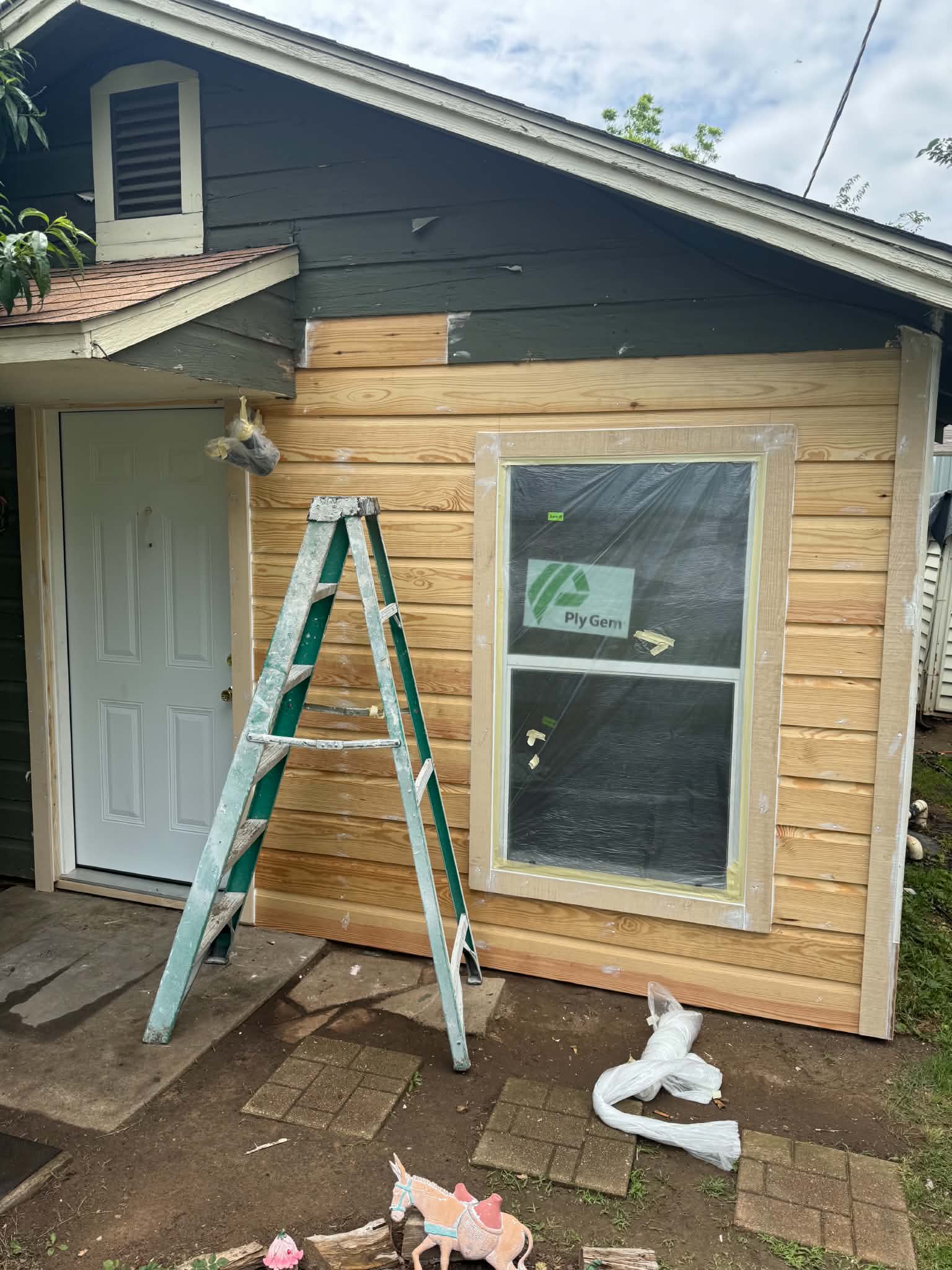 Exterior siding work in progress