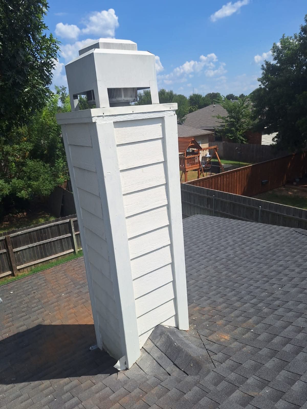 Painted chimney on roof